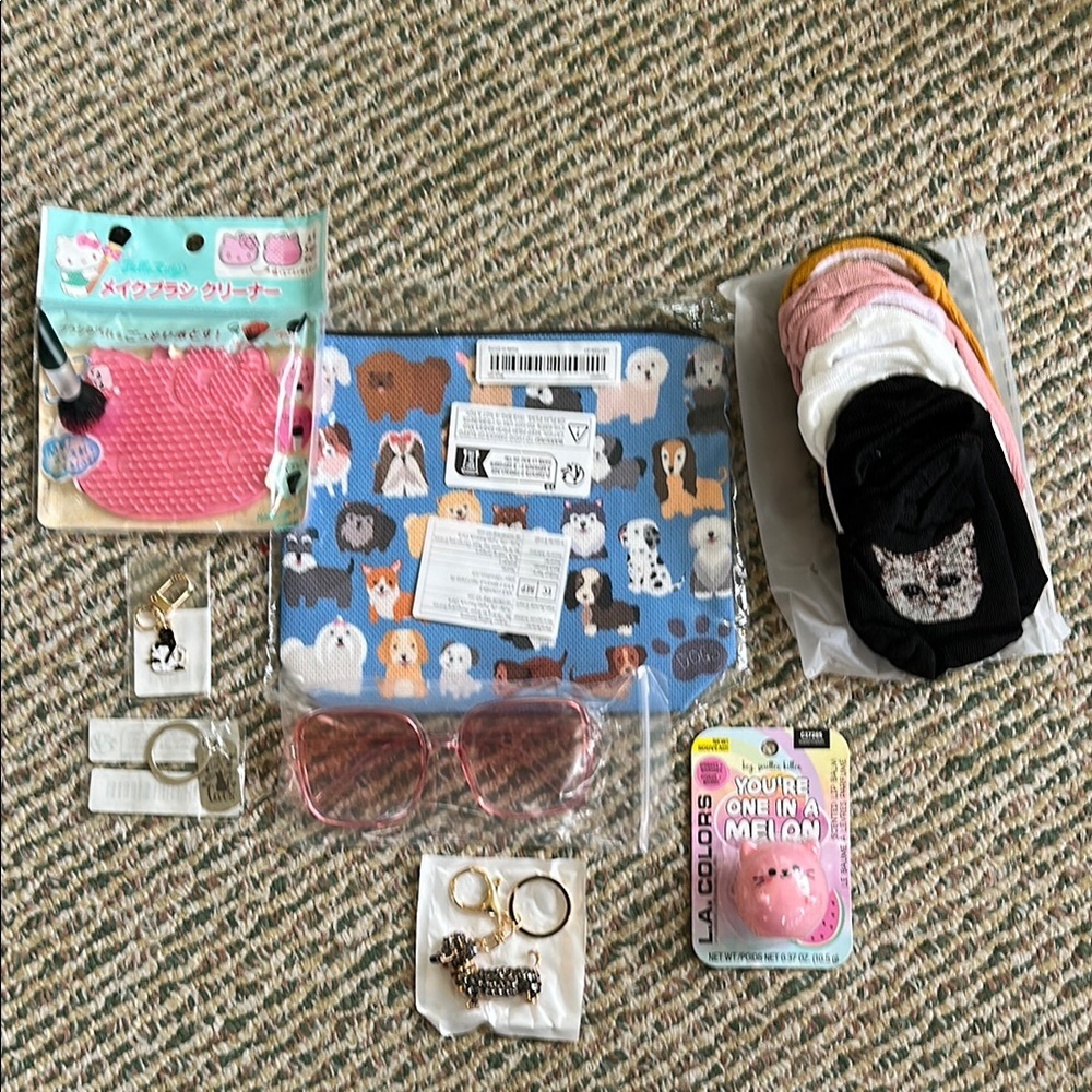 Cute Dog Print Blue Cosmetic Pouch and cat and dog accessories